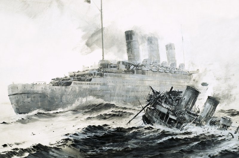 The Queen Mary Runs into Her Escort, the Curacoa, Sinking the Ship by Graham Coton