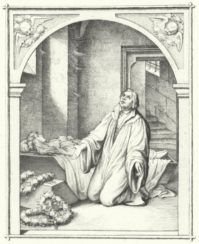 Martin Luther with the dead body of his daughter Magdalena, 1542 by Gustav Ferdinand Leopold Konig