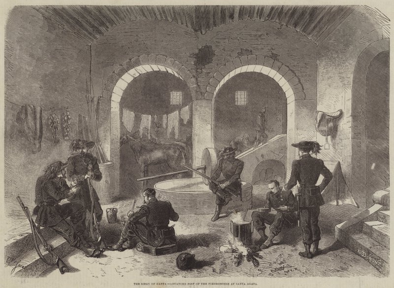 The Siege of Gaeta, Advanced Post of the Piedmontese at Santa Agata by Gustave Janet