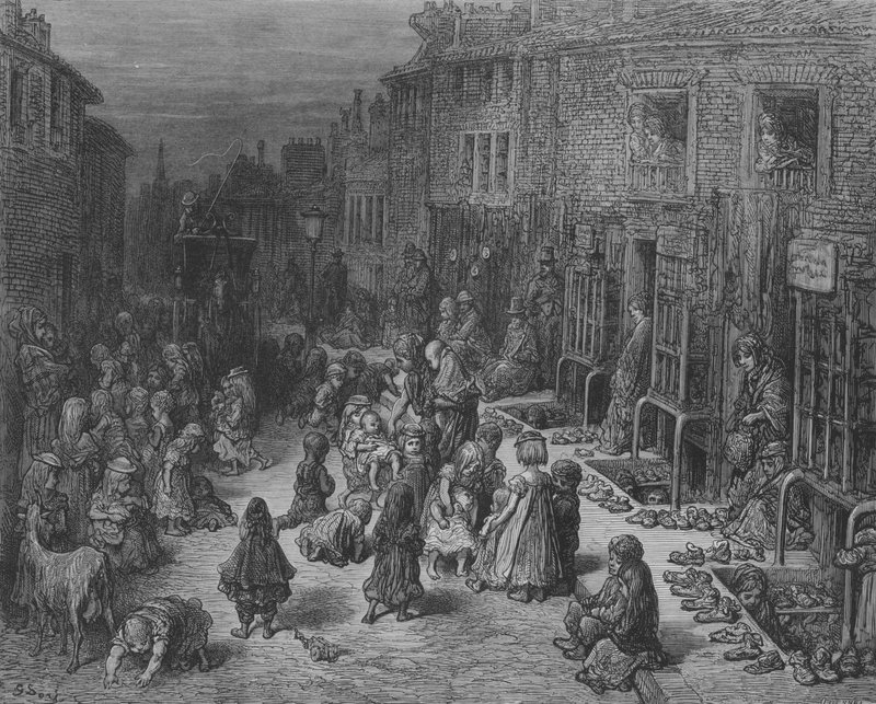 The Old Shoe Fair, Dudley-Street by Gustave after Dore