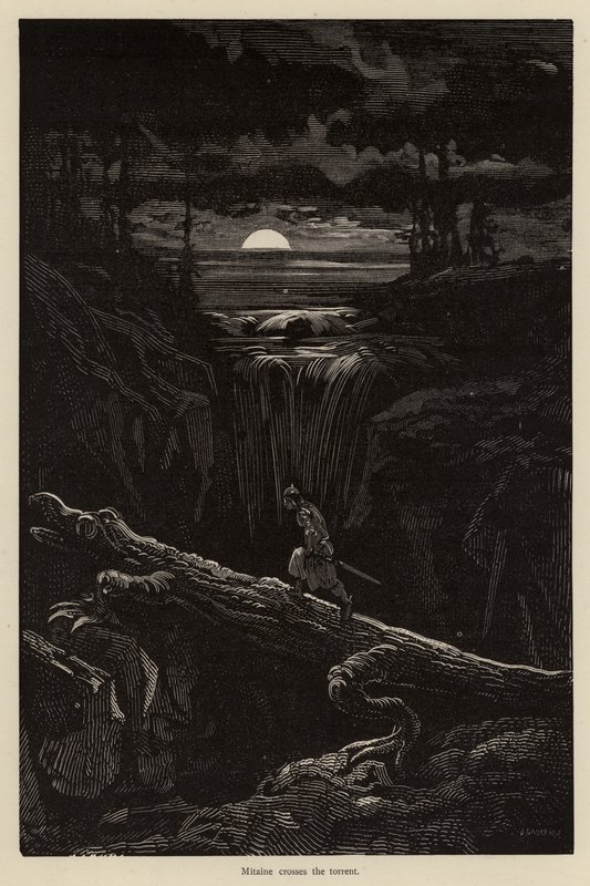 Mitaine Crosses the Torrent by Gustave after Dore