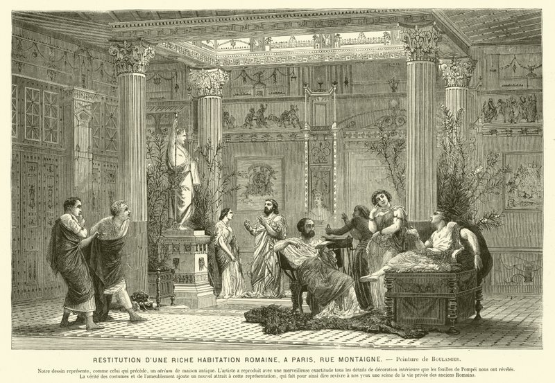 Reconstruction of the house of a wealthy Roman, Rue Montaigne, Paris, France by Gustave Clarence Rodolphe Boulanger