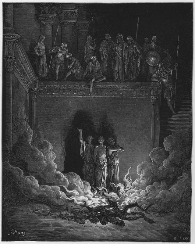 Shadrach, Meshach, and Abed-Nego in the Fiery Furnace by Gustave Dore