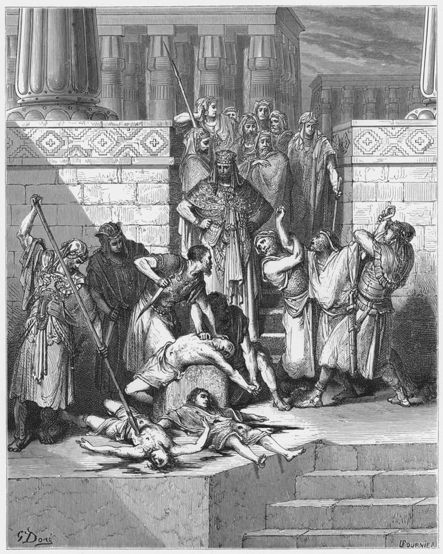 Gustave Dore Bible: Slaughter of the sons of Zedekiah before their father by Gustave Dore