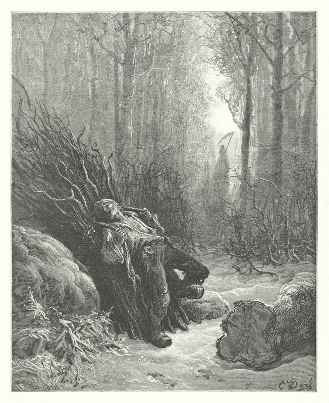 The Fables of La Fontaine: Death and the Woodcutter by Gustave Dore