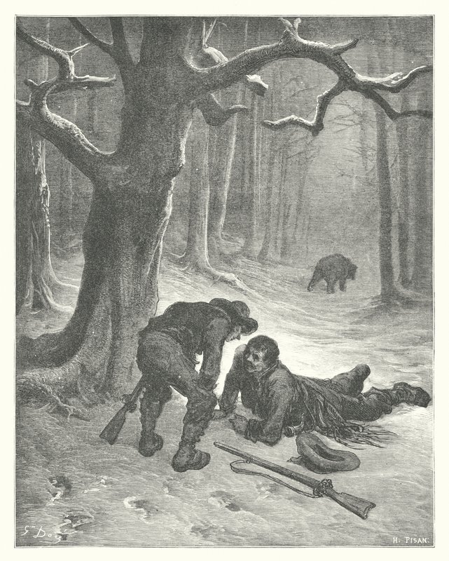 The Fables of La Fontaine: The Bear and the Two Friends by Gustave Dore