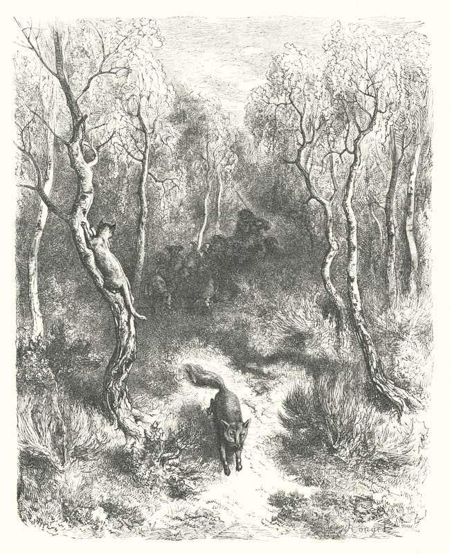 The Fables of La Fontaine: The Cat and the Fox by Gustave Dore