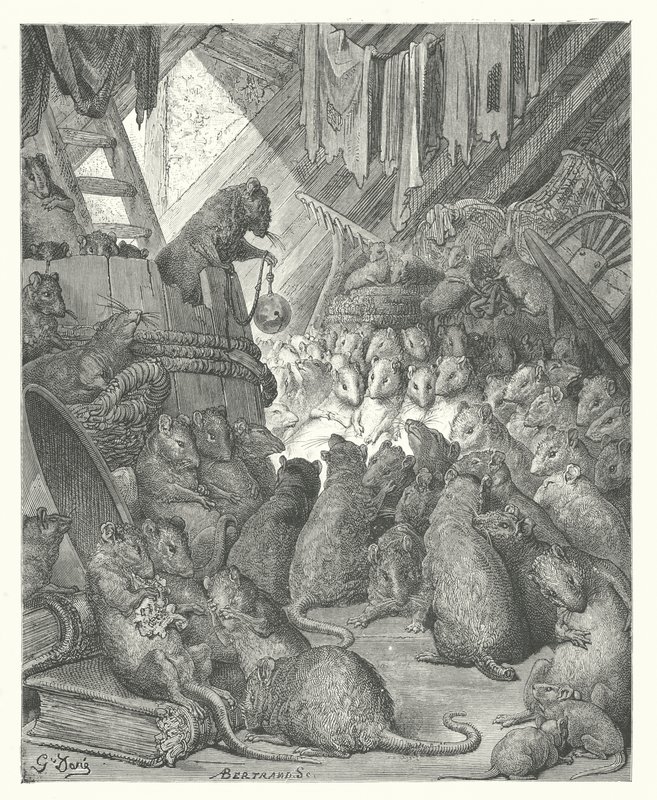 The Fables of La Fontaine: The Council held by the Rats by Gustave Dore