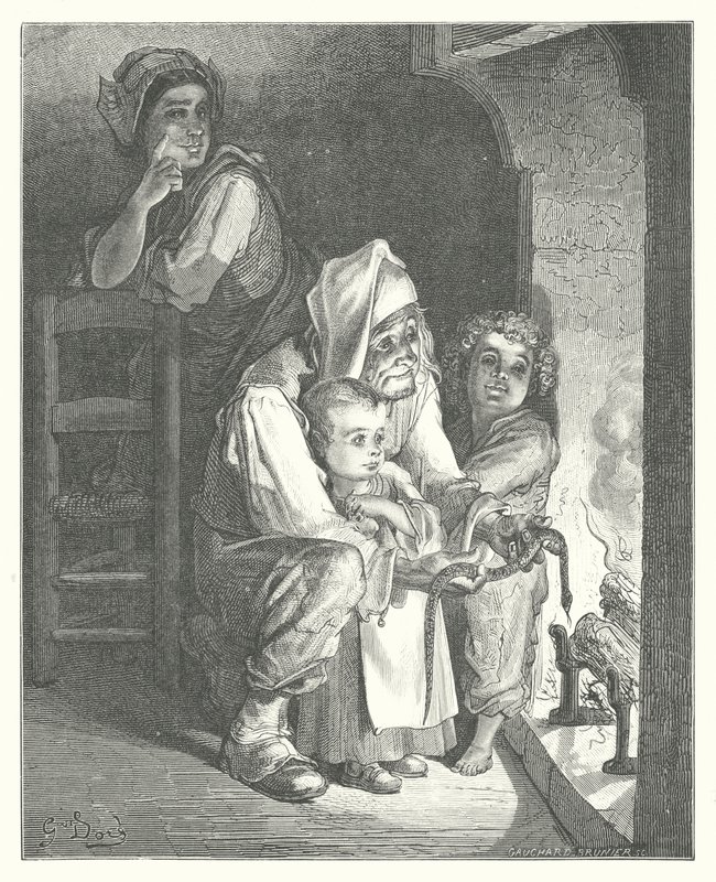 The Fables of La Fontaine: The Countryman and the Serpent by Gustave Dore