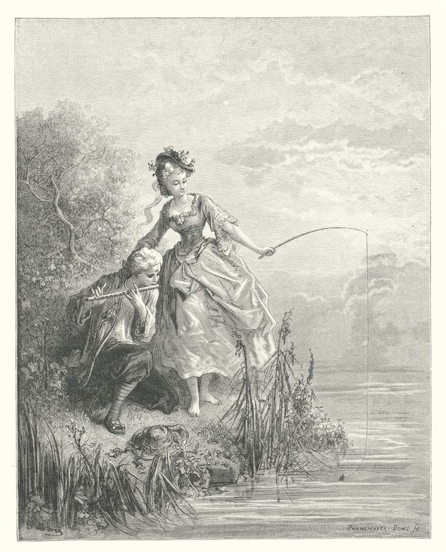 The Fables of La Fontaine: The Fish and the Shepherd Who Played on the Clarionet by Gustave Dore
