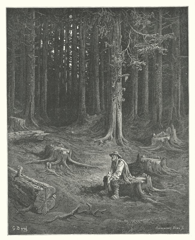 The Fables of La Fontaine: The Forest and the Woodman by Gustave Dore