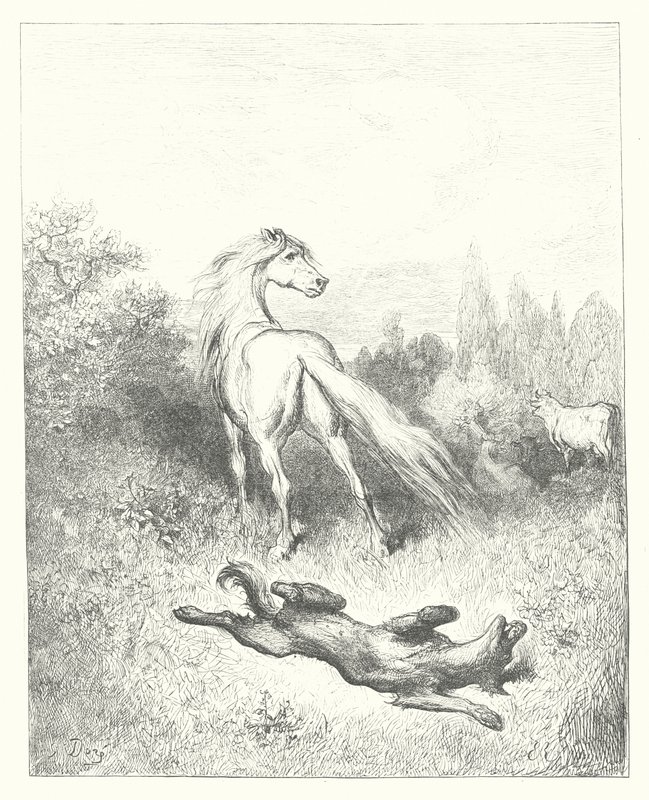 The Fables of La Fontaine: The Horse and the Wolf by Gustave Dore