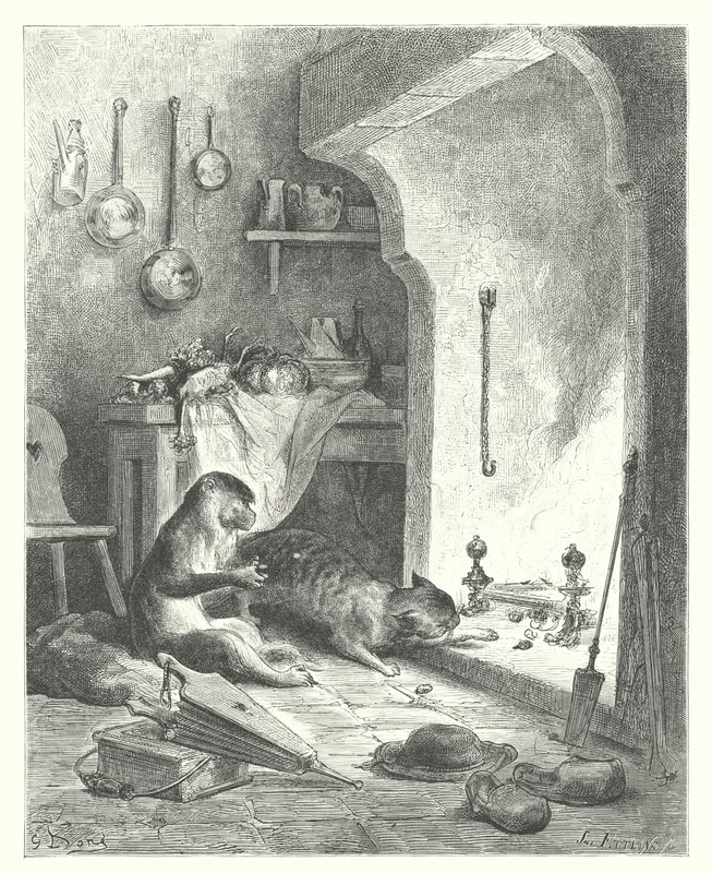The Fables of La Fontaine: The Monkey and the Cat by Gustave Dore