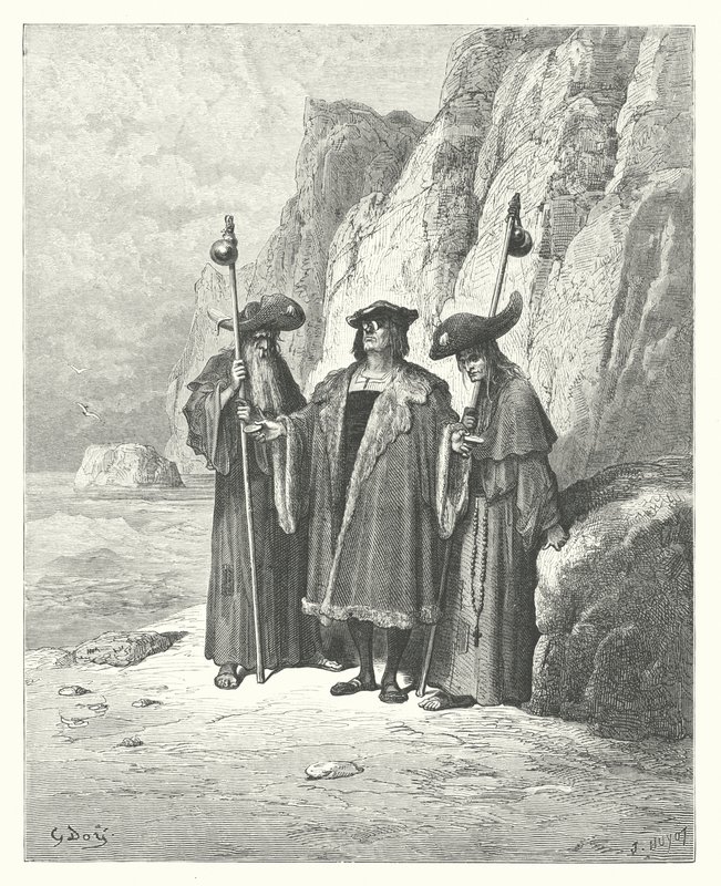 The Fables of La Fontaine: The Oyster and its Claimants by Gustave Dore