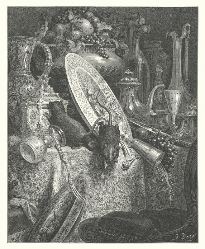 The Fables of La Fontaine: The Town Rat and the Country Rat by Gustave Dore