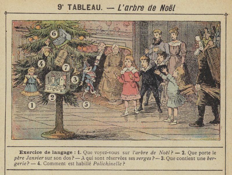 The Christmas Tree (colour litho) by Gustave Fraipont