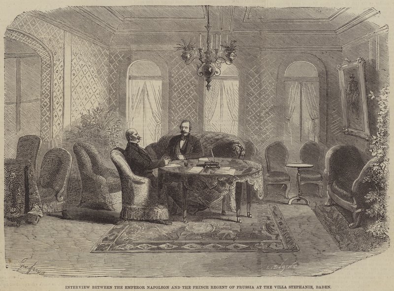 Interview between the Emperor Napoleon and the Prince Regent of Prussia at the Villa Stephanie, Baden by Gustave Janet