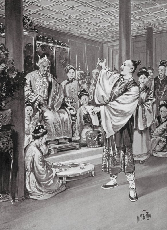 Li Po reciting before the Emperor by H. M. (after) Burton