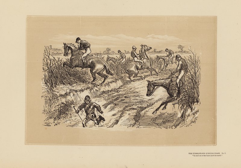 The Tumbletown Steeple-Chase, No 7, The Lane by Hablot Knight (1815 92) Browne