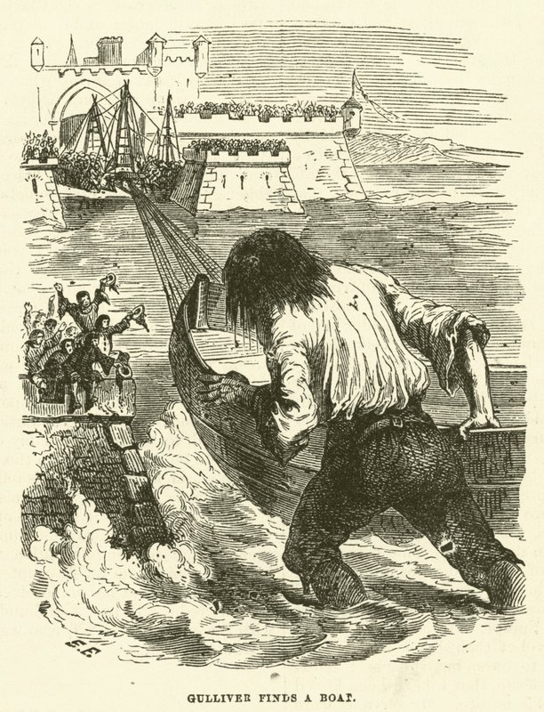 Gulliver finds a boat by after Hablot Knight Browne