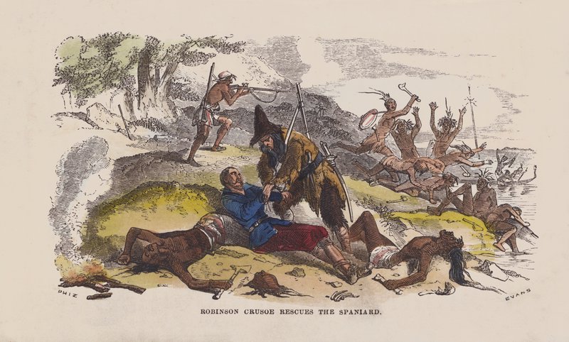 Robinson Crusoe Rescues the Spaniard by after Hablot Knight Browne