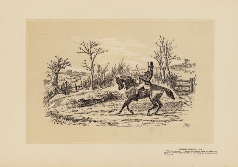 Hunting Sketches, No 4, The Man who Rode the Lanes by Hablot Knight (1815 92) Browne