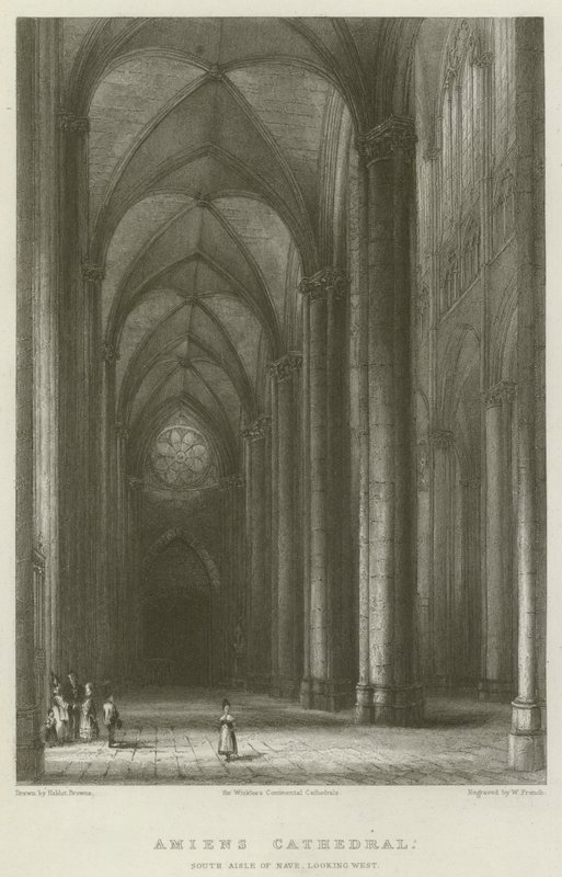 Amiens Cathedral, South Aisle of Nave, looking West by Hablot Knight Browne