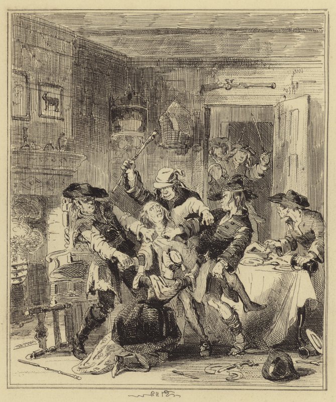Burglars Attempting to Roast Mr. Porter by Hablot Knight Browne