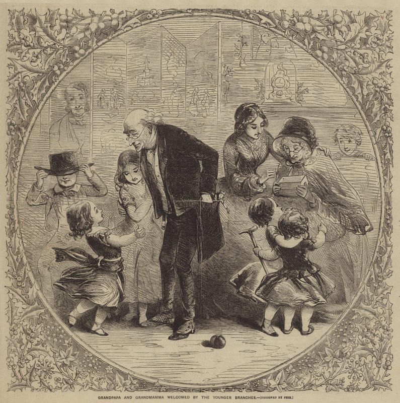 Grandpapa and Grandmamma Welcomed by the Younger Branches by Hablot Knight Browne