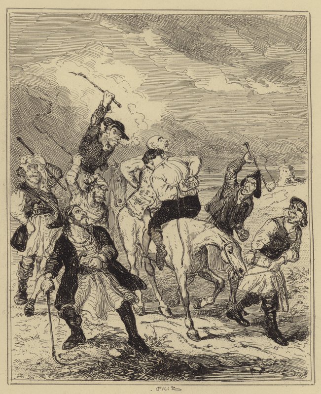 Murder of Gally and Chester by Smugglers by Hablot Knight Browne