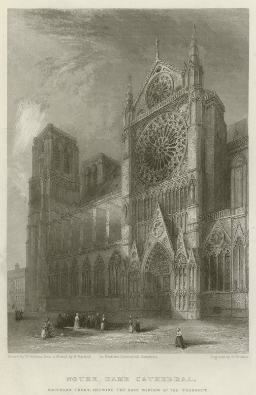 Notre Dame Cathedral, Southern Front, showing the Rose Window of the Transept by Hablot Knight Browne