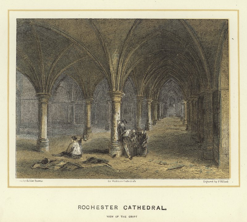 Rochester Cathedral, View of the Crypt by Hablot Knight Browne