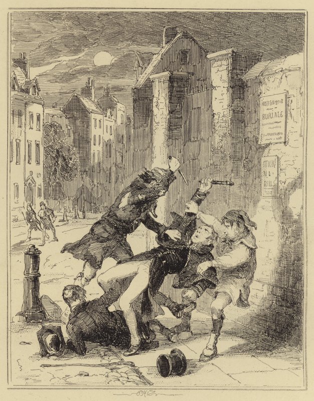 Smith Stabbing a Policeman by Hablot Knight Browne