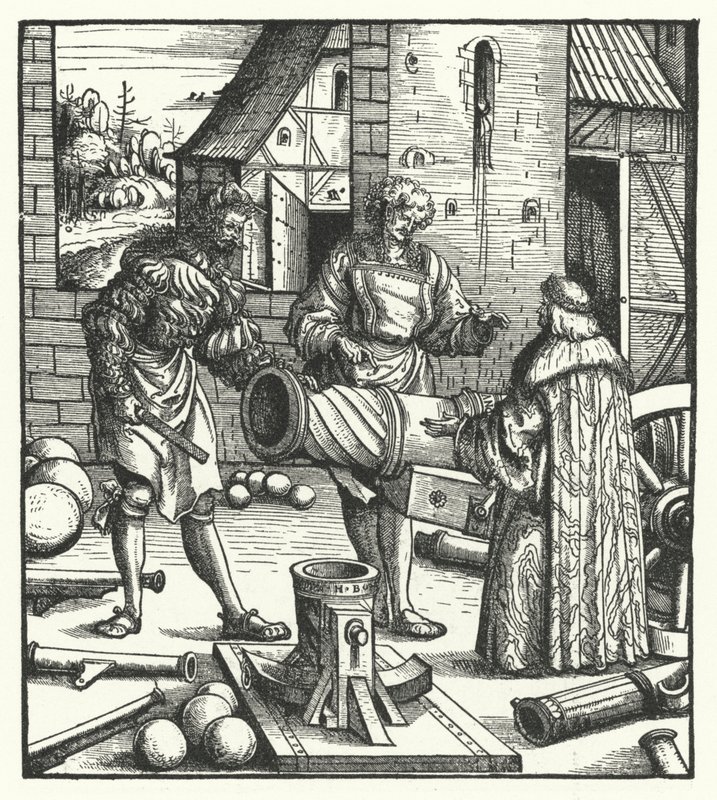 Archduke Maximilian of Austria Consulting Gunsmiths by Hans (after) Burgkmair
