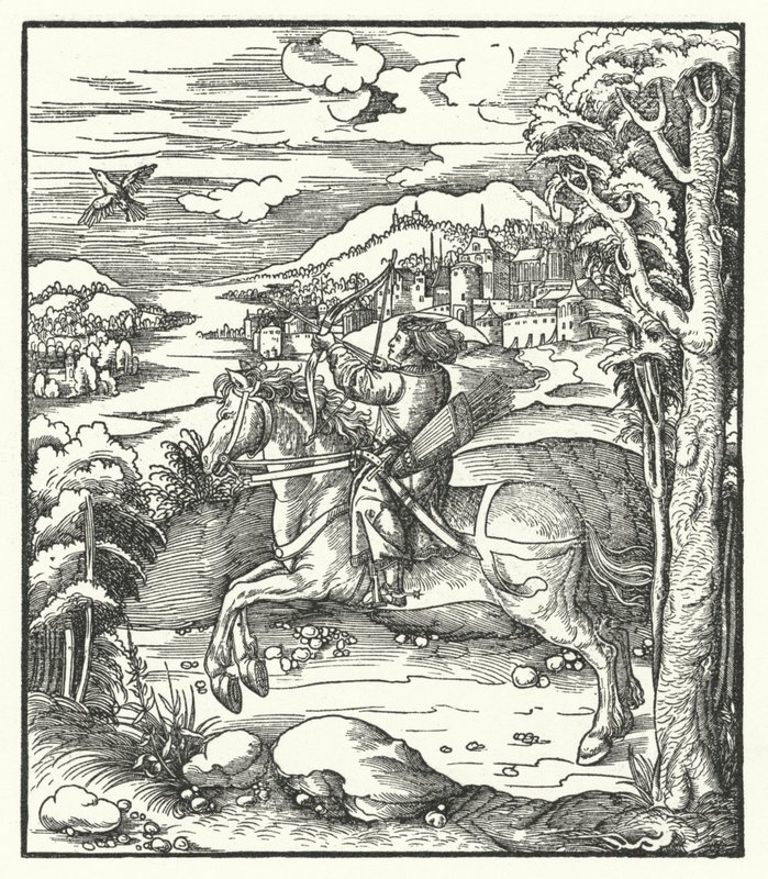 Archduke Maximilian of Austria Hunting on Horseback by Hans (after) Burgkmair