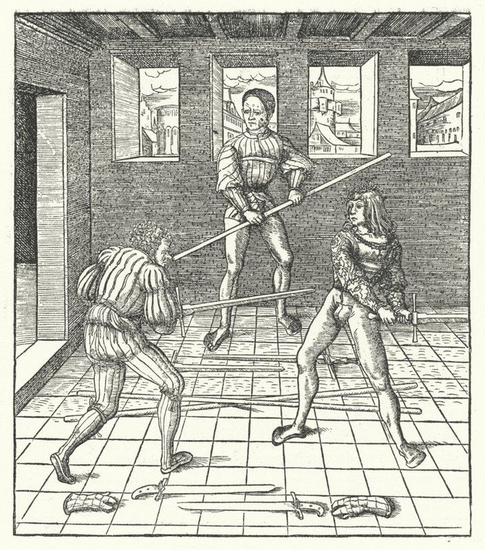 Archduke Maximilian of Austria Learning the Art of Fencing by Hans (after) Burgkmair