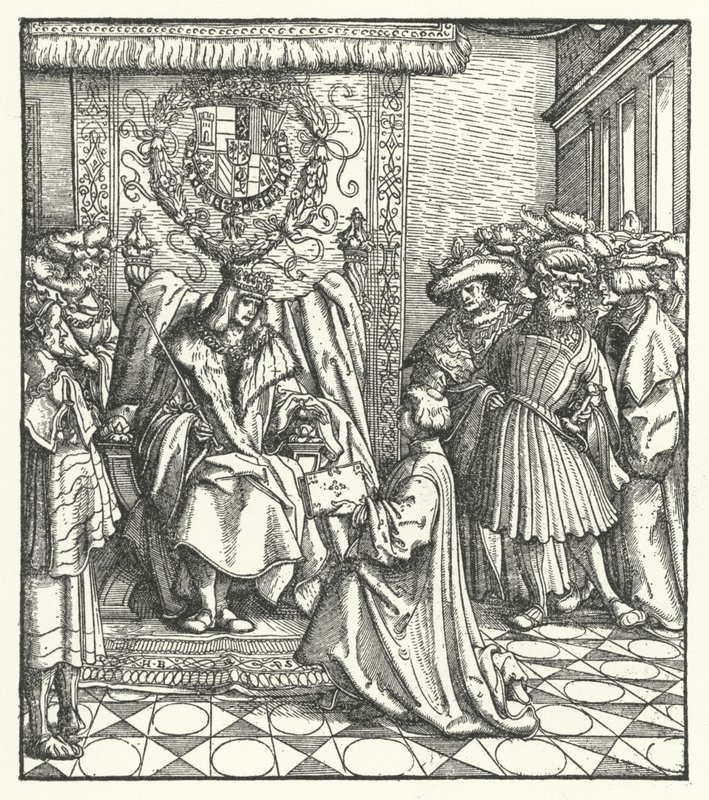 Dedication of a Book to the Holy Roman Emperor Maximilian I by Hans (after) Burgkmair