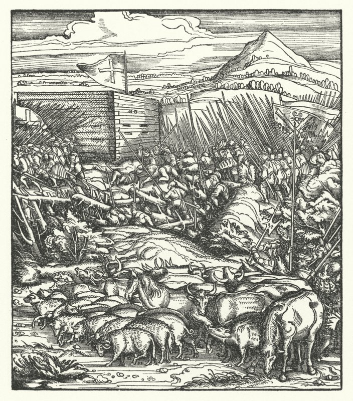 Recapture of livestock stolen by Flemish peasants rebelling against the rule of Archduke Maximilian of Austria by Hans (after) Burgkmair