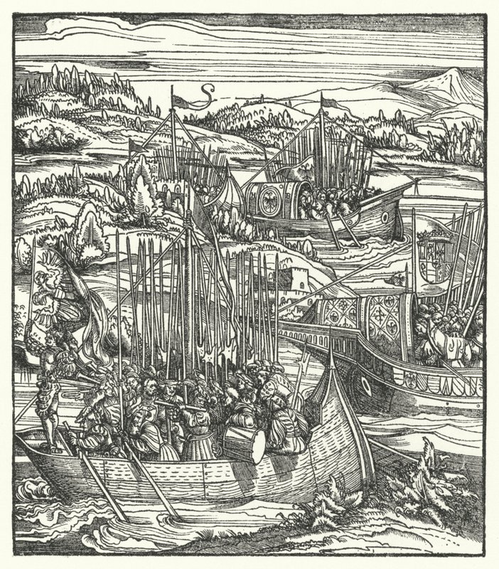 The Holy Roman Emperor Maximilian I with his fleet at La Spezia, Italy by Hans (after) Burgkmair