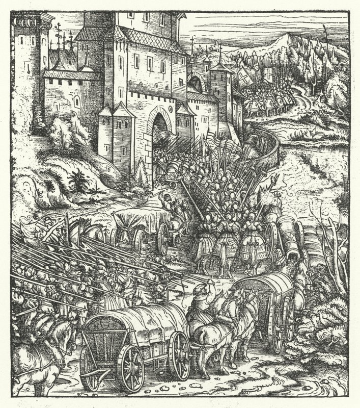 The Capture of the City of Tongeren by Hans (after) Burgkmair