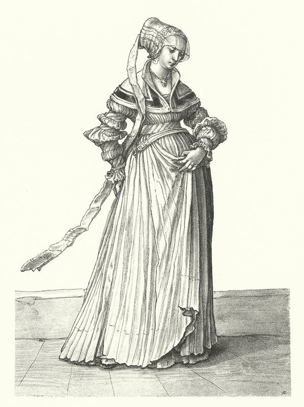 Costume of a woman of Basel by Hans (after) Holbein the Younger