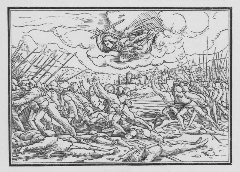 An Angel Destroys the Assyrian Host by Hans after Holbein the Younger