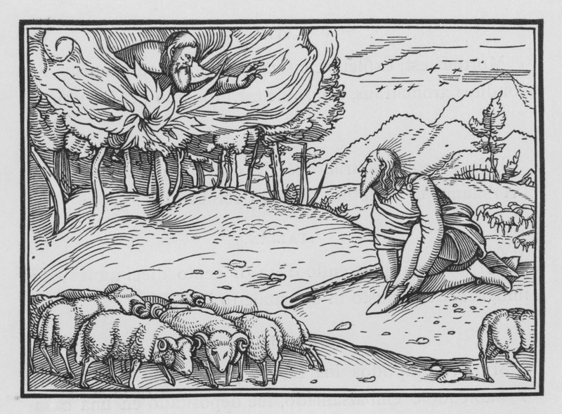 God Appears to Moses in a Burning Bush by Hans after Holbein the Younger