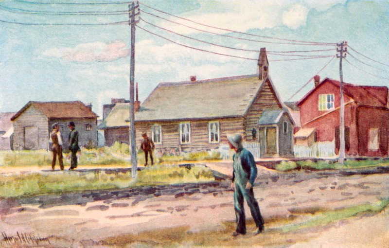 The Log-Cabin Church, Lloydminster by Harold Copping