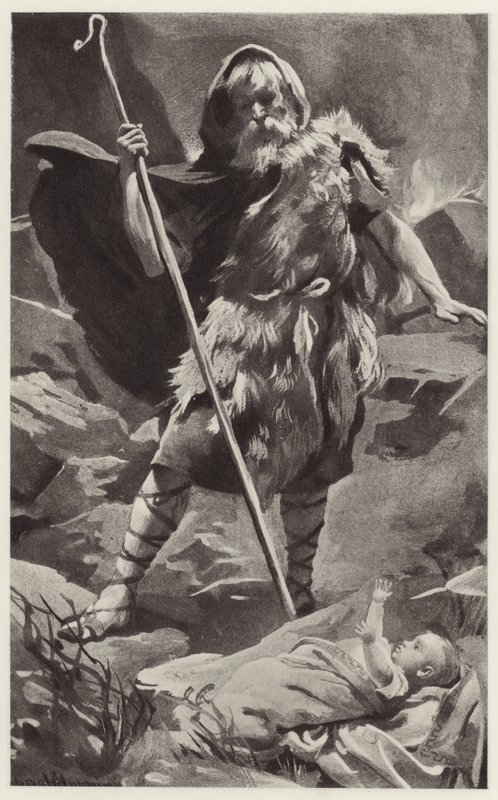 This poor deserted baby was found by a shepherd by Harold Copping