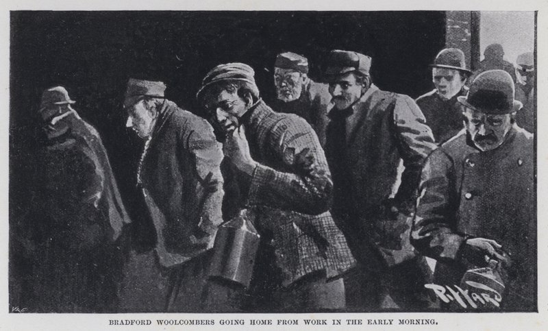 Bradford Woolcombers going home from work in the early morning by Harold Hume Piffard