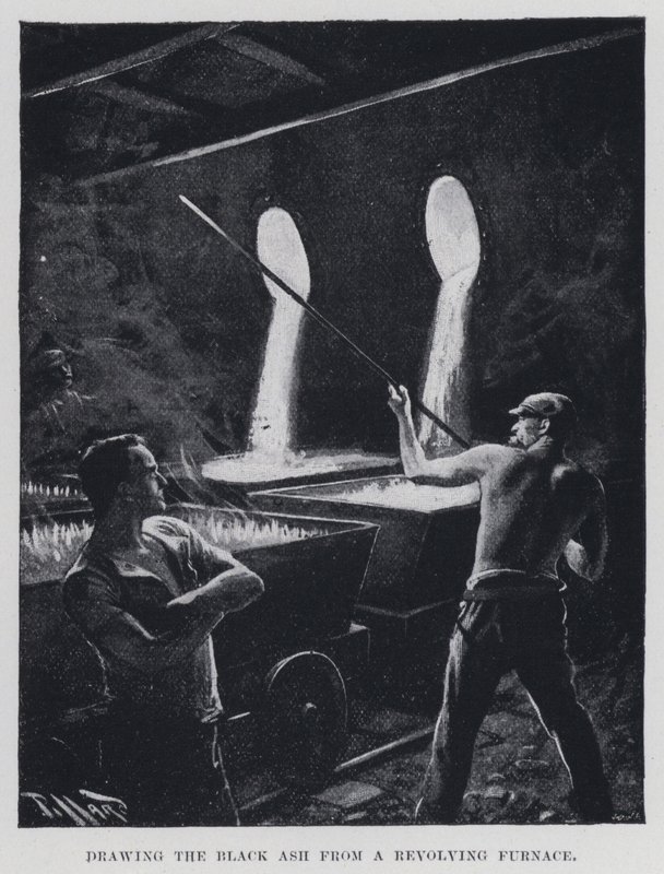 Drawing the Black Ash from a Revolving Furnace by Harold Hume Piffard