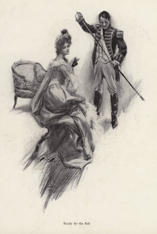 Man and woman preparing for a ball by Harrison Fisher