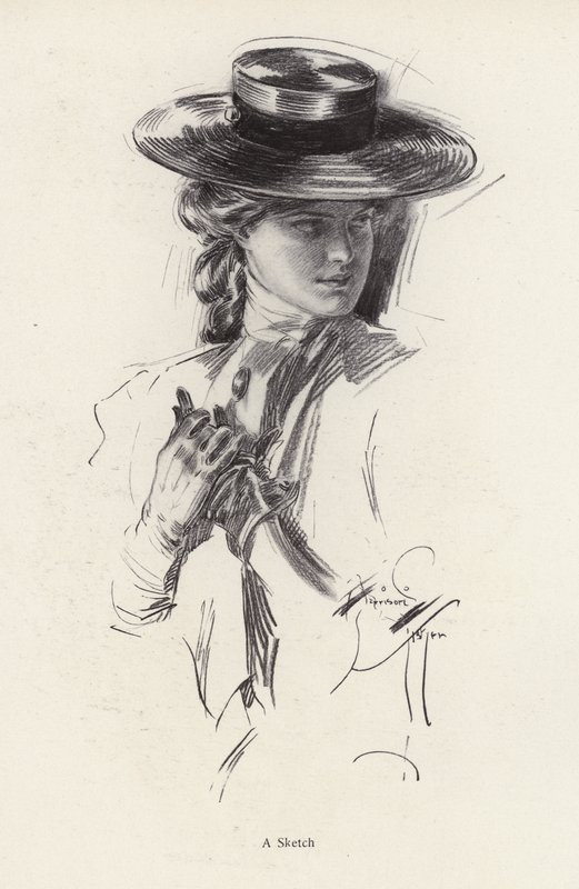 Portrait of a woman in a hat by Harrison Fisher