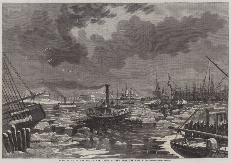 Breaking up of the Ice at New York, a View from the East River by Harry Fenn